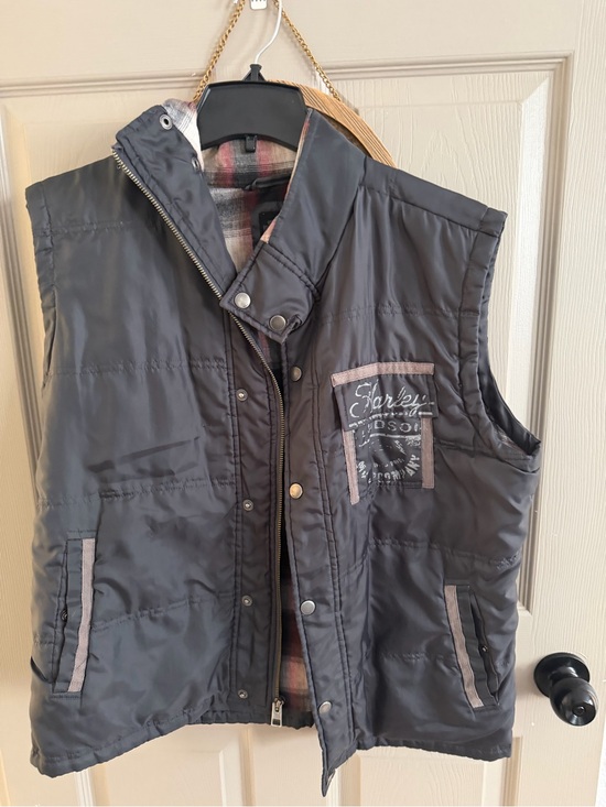 Harley-Davidson Jackets & Blazers - Harley-Davidson Gray Quilted Vest with Plaid Lining